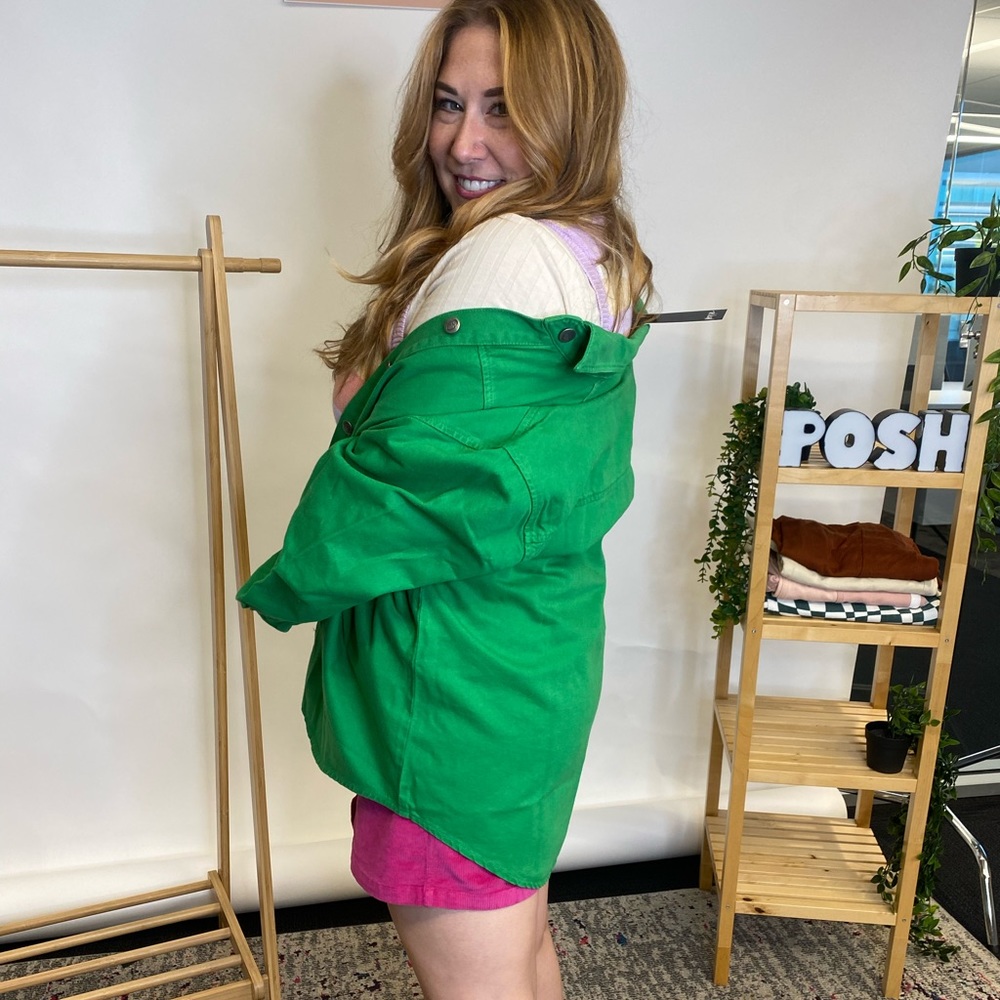 Kelly Green Oversized Denim Jacket